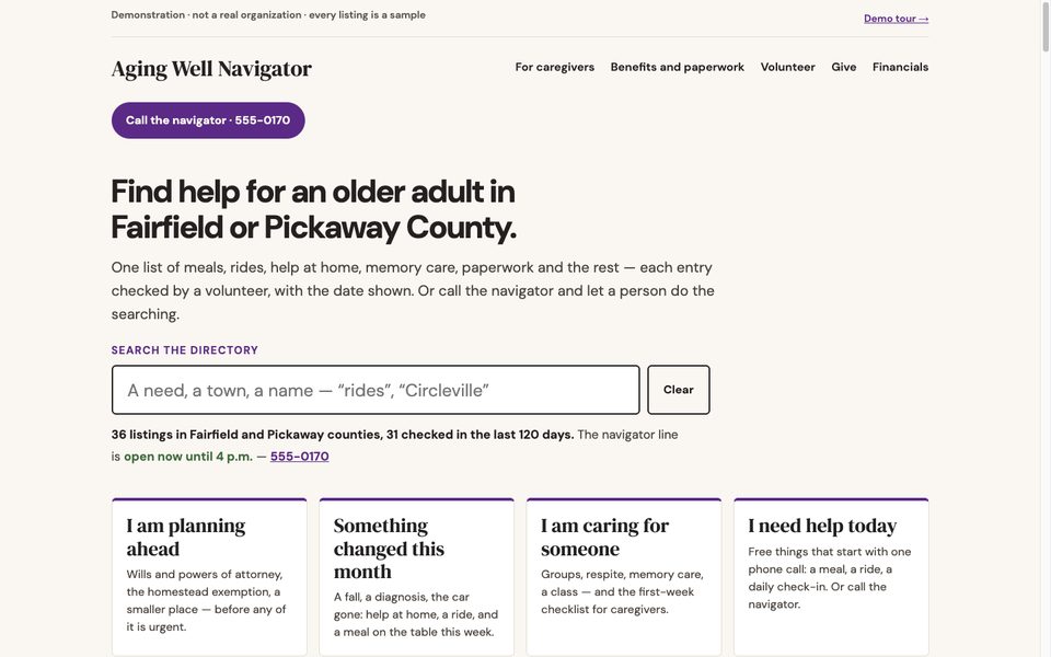Aging Well Navigator home page
