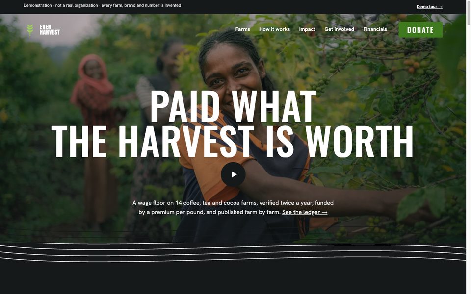 Even Harvest home page